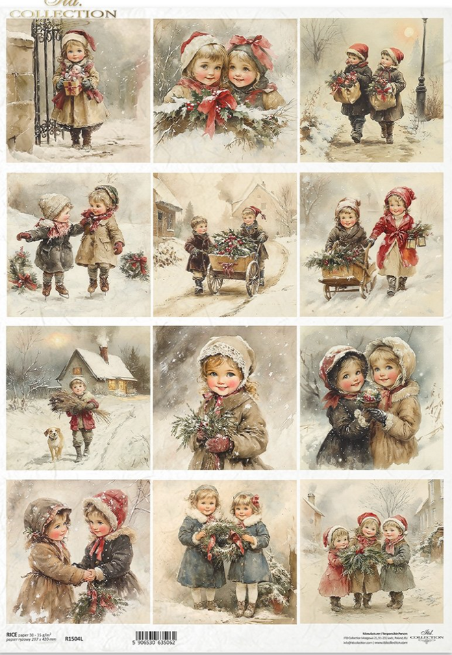 A3 ITD A Childs View of Christmas Decoupage Paper R1504L