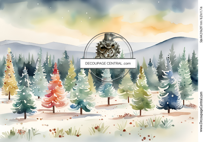 DIGITAL IMAGE: Christmas Trees in Winter. Instant Download