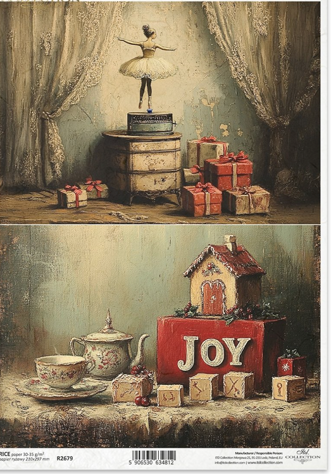ITD  A4 Christmas Music Box Duo Rice Paper  R2679