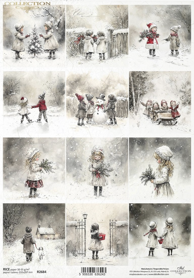 ITD  A4 Little Girls Christmas Rice Paper  R2684