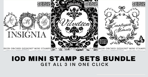 2025 Spring IOD Boxed Mini Stamp Set: Insignia, Velveteen, Countryside Memoires