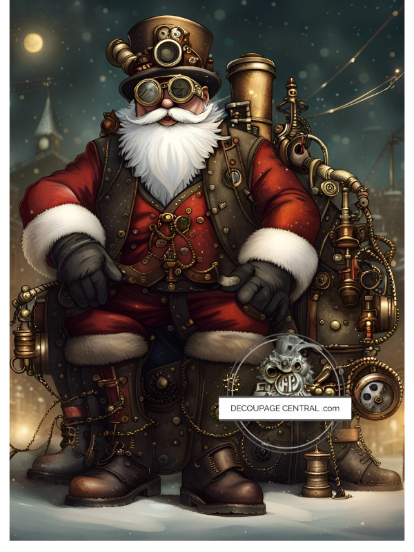 DIGITAL IMAGE: Steampunk Santa. Instant Download – Decoupage Central