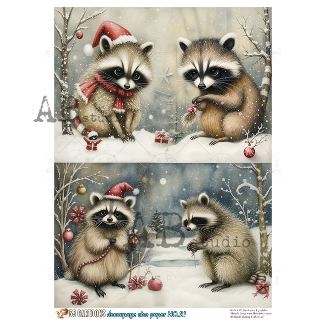 A4 Snowy Racoon Friends, 55C21