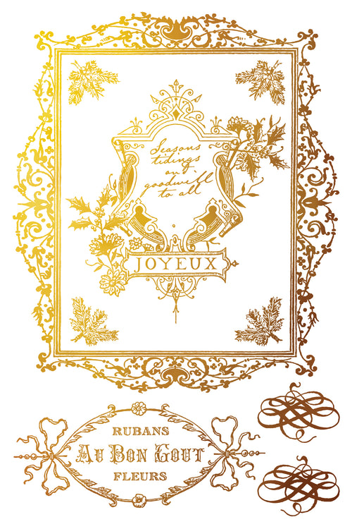 IOD GILDED Gold & Siliver FOIL Transfer Figgy & Flourish, Rub on Transfer 8" x12" Pad
