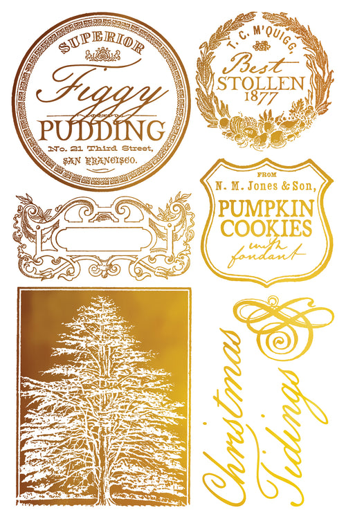 IOD GILDED Gold & Siliver FOIL Transfer Figgy & Flourish, Rub on Transfer 8" x12" Pad
