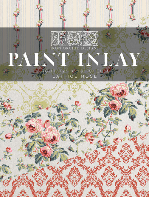 IOD Lattice Rose, Paint Inlays 12" x16" Pad, 8 pages