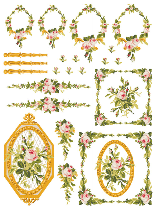 IOD Petite Fleur PINK , Paint Inlays 12" x16" Pad, 4 pages