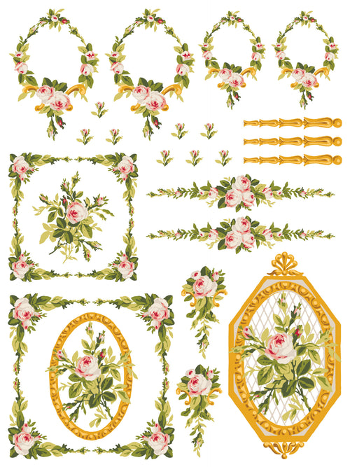 IOD Petite Fleur PINK , Paint Inlays 12" x16" Pad, 4 pages