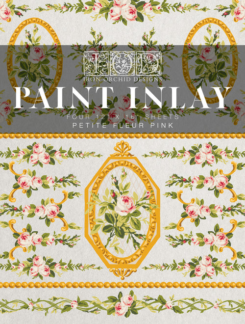 IOD Petite Fleur PINK , Paint Inlays 12" x16" Pad, 4 pages