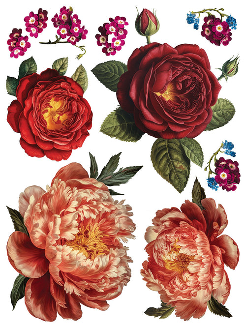 COLLAGE DE FLEURS , Rub on Transfer 12" x16" Pad, 8 pages