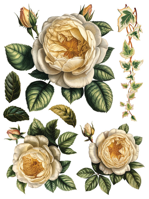 COLLAGE DE FLEURS , Rub on Transfer 12" x16" Pad, 8 pages