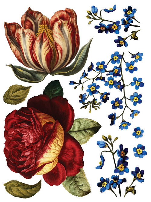 COLLAGE DE FLEURS , Rub on Transfer 12" x16" Pad, 8 pages
