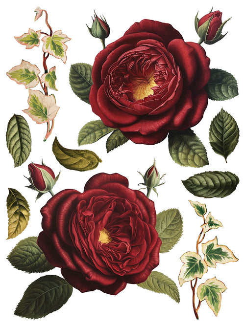 COLLAGE DE FLEURS , Rub on Transfer 12" x16" Pad, 8 pages