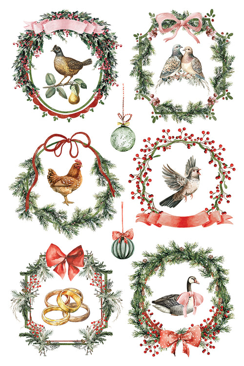 IOD Partridge Lane Rub on Christmas Transfer , Rub on Transfer 12" x 8" Pad.