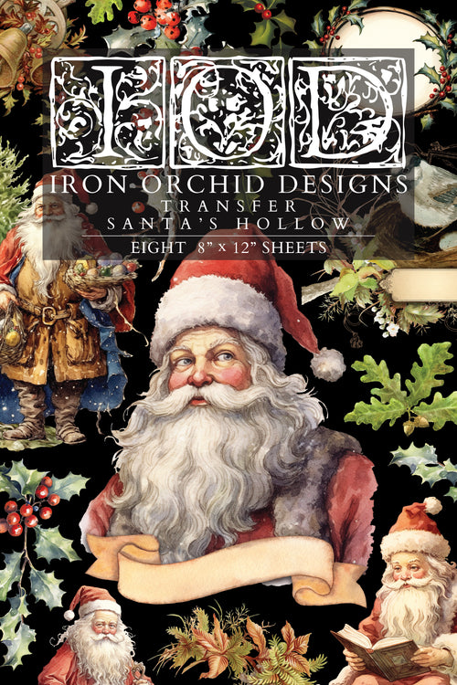 IOD Santas Hollow Rub on Christmas Transfer , Rub on Transfer 12" x 8" Pad.