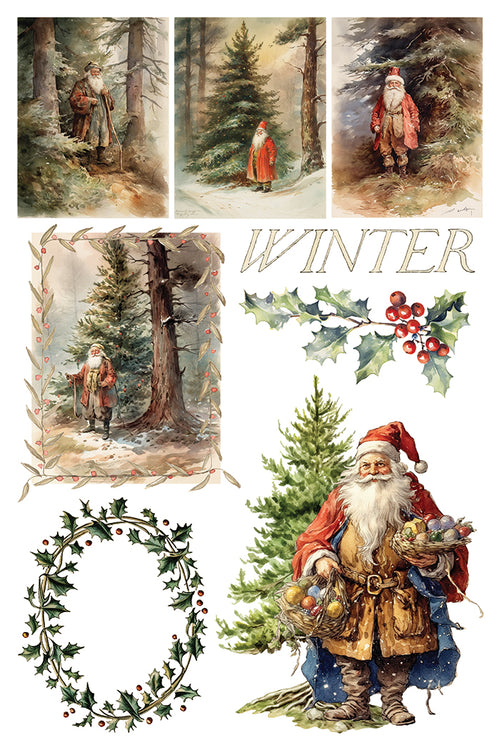 IOD Santas Hollow Rub on Christmas Transfer , Rub on Transfer 12" x 8" Pad.