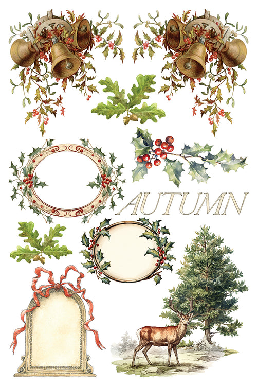 IOD Santas Hollow Rub on Christmas Transfer , Rub on Transfer 12" x 8" Pad.