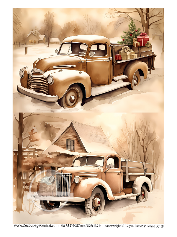 A4 Sepia Truck Duo Rice Paper DC159