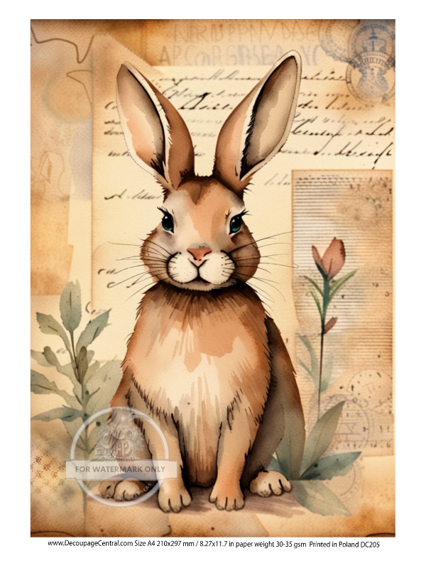 A4 Parchment Bunny Rice Paper DC205