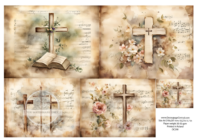 A4 Crosses and Parchment Rice Paper DC290