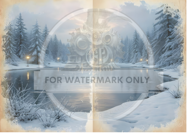 DIGITAL IMAGE: Digital Storybook Winter Lake, Storybook Upcycle Collection