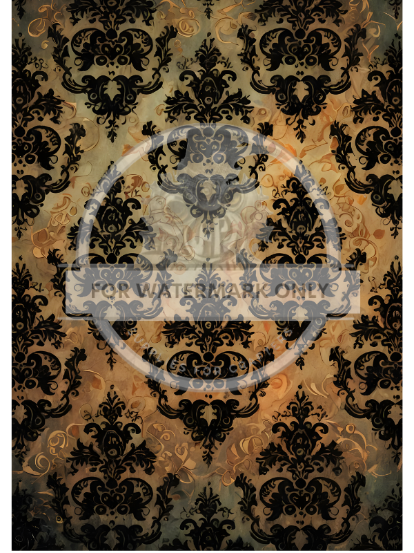 A4 Vintage Patina Damask Paper DC871