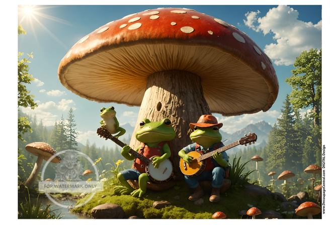 DIGITAL IMAGE: Banjo Frog Instant Download