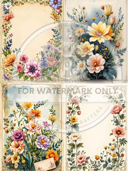 DIGITAL IMAGE: Flower Frame Quad