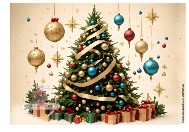 DIGITAL IMAGE: Gold Christmas Tree Instant Download