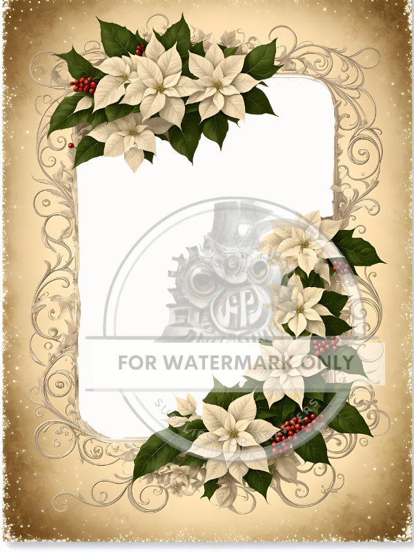 DIGITAL IMAGE: Poinsettia Borders. Instant Download