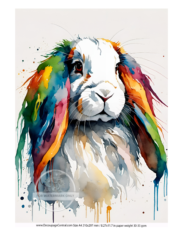 Digital Image Rasta Bunny Instant Download Decoupage Central