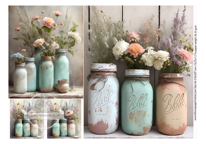DIGITAL IMAGE: Shabby Jars Instant Download