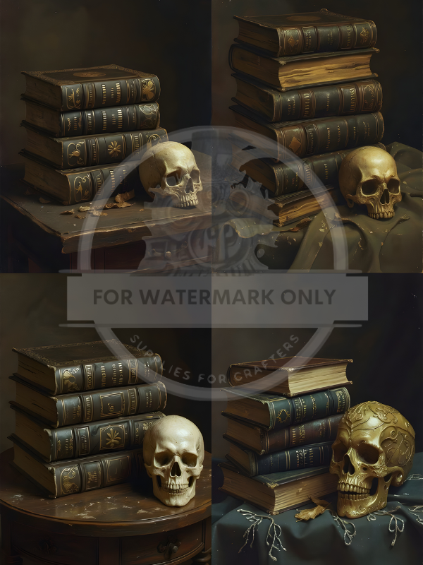DIGITAL IMAGE: Digital Halloween Skull Quad