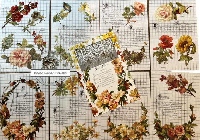 IOD LOVER OF FLOWERS,  Rub on Transfer 12" x8" Pad.