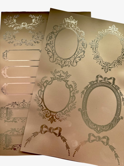 IOD GILDED GOLD FOIL Transfer Petits Ornements, Rub on Transfer 8" x12" Pad