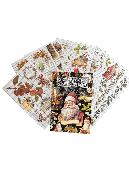 IOD Santas Hollow Rub on Christmas Transfer , Rub on Transfer 12" x 8" Pad.
