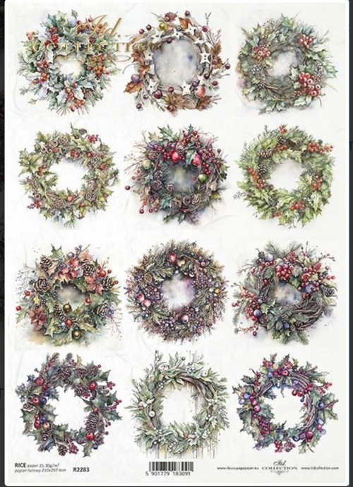 A4 Wreaths , ITD Rice Paper  R2283