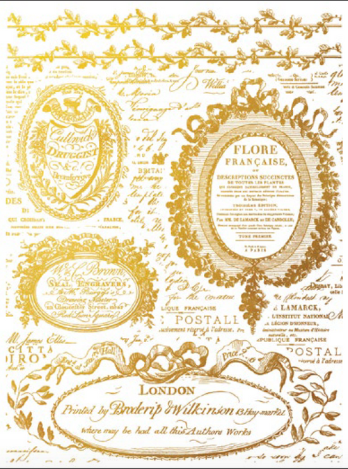 IOD GILDED GOLD FOIL Transfer Etiquettes, Rub on Transfer 12" x16" Pad