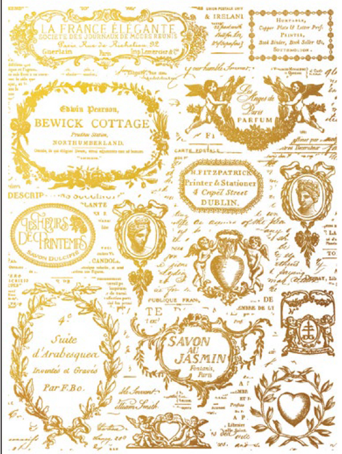 IOD GILDED GOLD FOIL Transfer Etiquettes, Rub on Transfer 12" x16" Pad