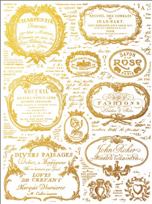 IOD GILDED GOLD FOIL Transfer Etiquettes, Rub on Transfer 12" x16" Pad