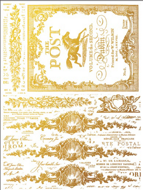 IOD GILDED GOLD FOIL Transfer Etiquettes, Rub on Transfer 12" x16" Pad