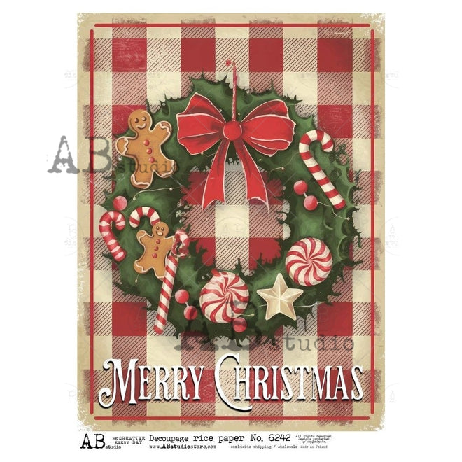 A4 Christmas Sign Gingerbread Wreath AB Studios 6242