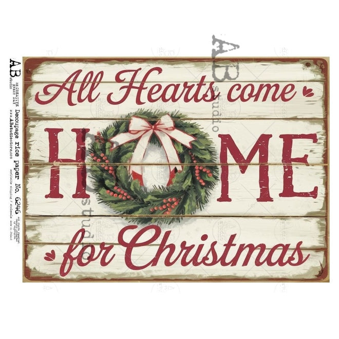 A4 Christmas Sign Home Wreath AB Studios 6246