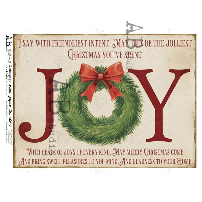 A4 Christmas Sign JOY AB Studios 6247