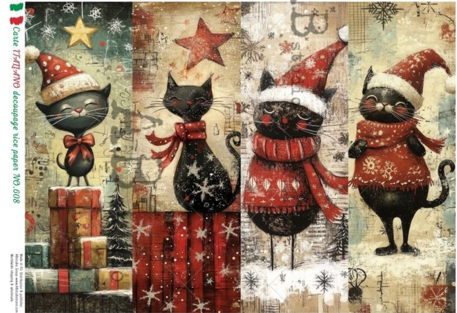 A4 Carte 608 Festive Felines Carte Italiano