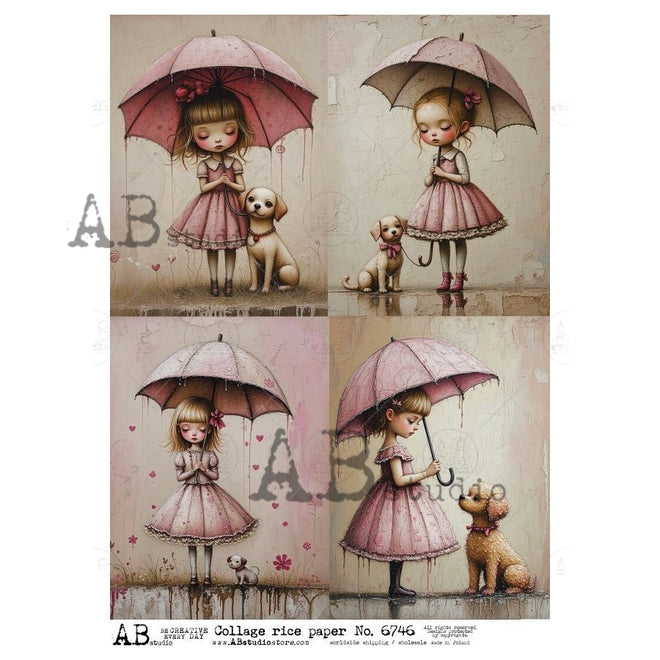 A4 Umbrella Friends Quad Rice Paper AB Studios 6746