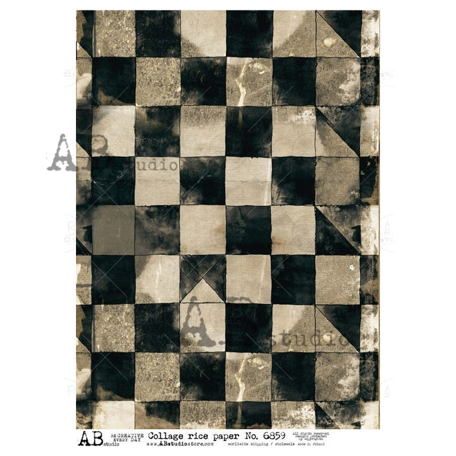 A4 Black Check Rice Paper AB Studios 6859