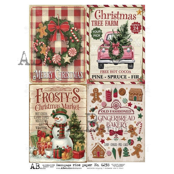 A4 Christmas Sign Quad THREE AB Studios 6238