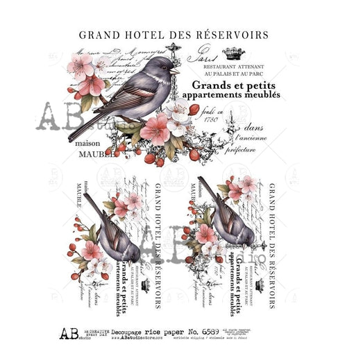 A4 AB Parisian Sparrow Paper Rice Paper 6589