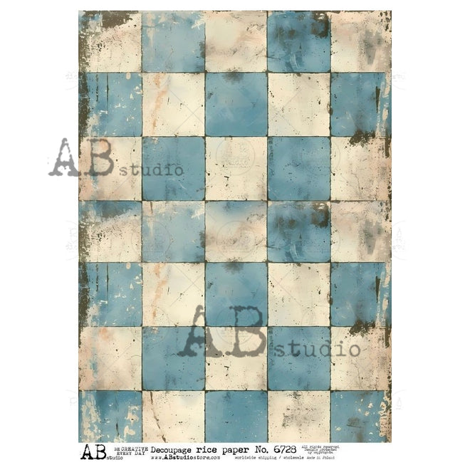 A4 Blue Check Rice Paper AB Studios 6728